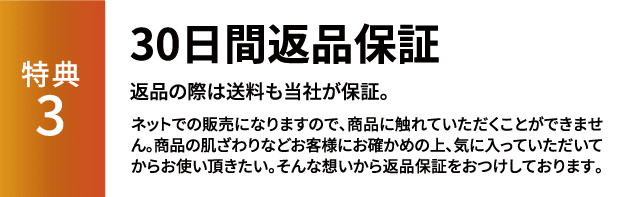 特典3 30日間返品保証