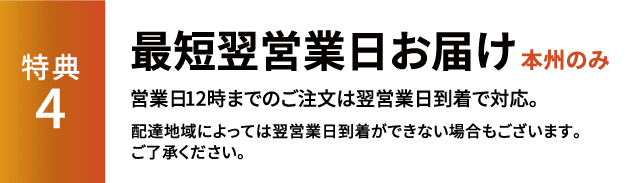 特典4 最短翌営業日お届け