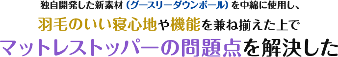 マットレストッパーの問題点を解決した