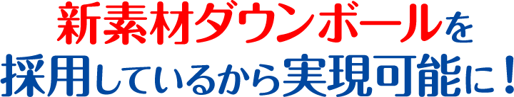 新素材ダウンボールを採用しているから実現可能に！
